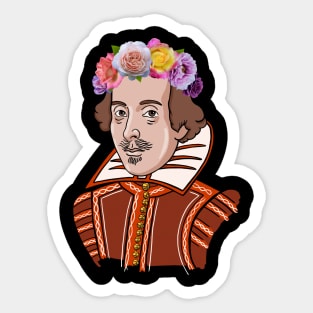 William Shakespeare - Portrait With Flower Crown Sticker